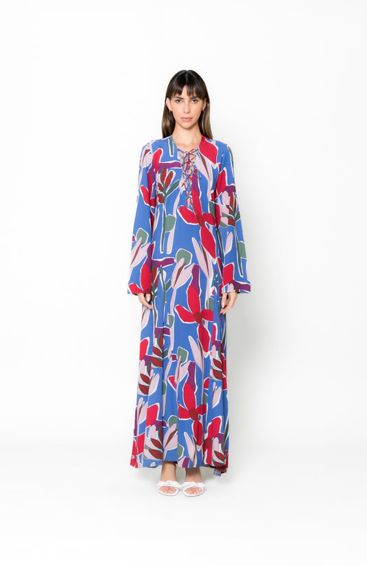 Aiya Long Dress - Azure Blooms