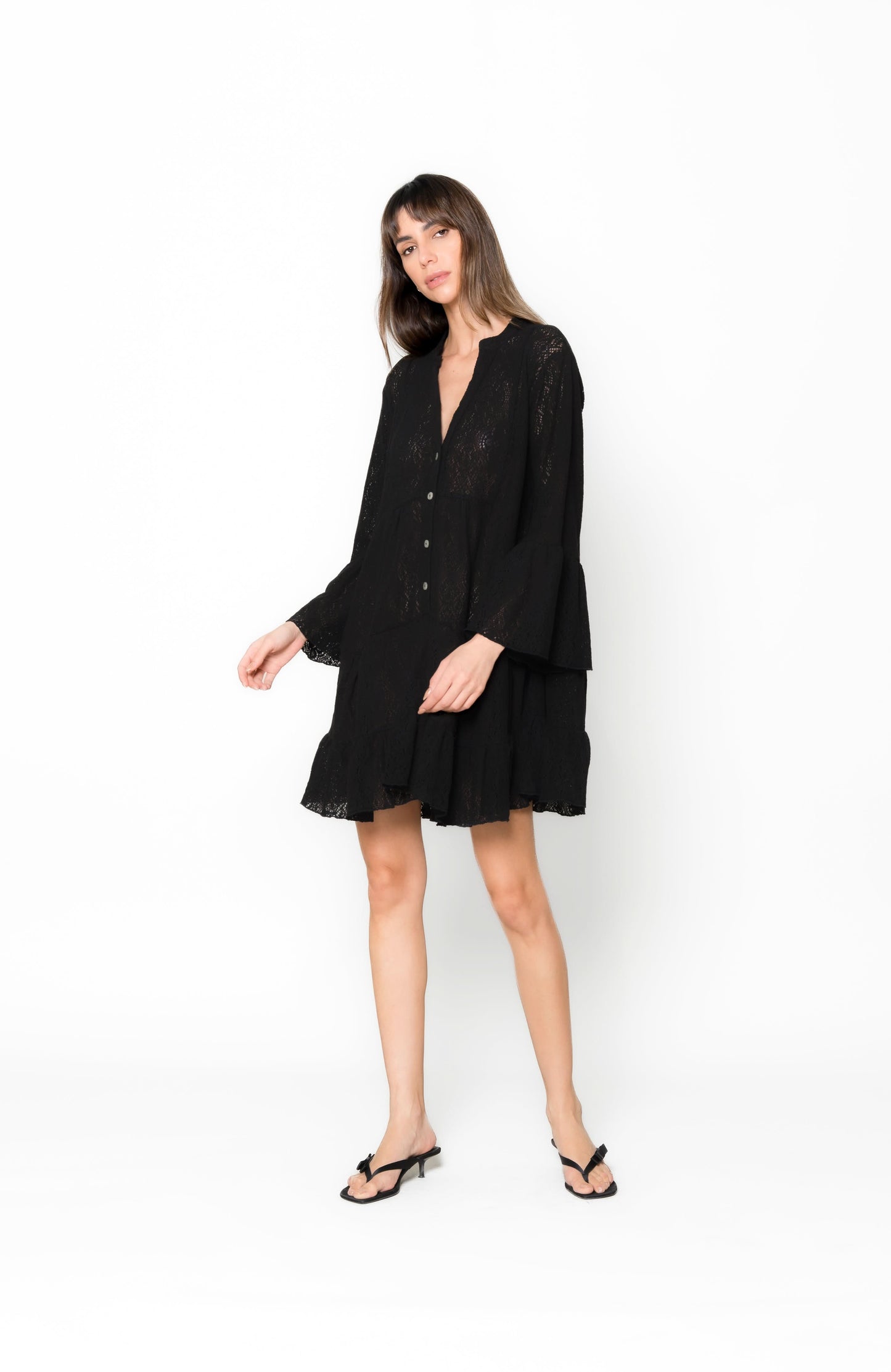 Marbella Dress Black - Crochet Knit