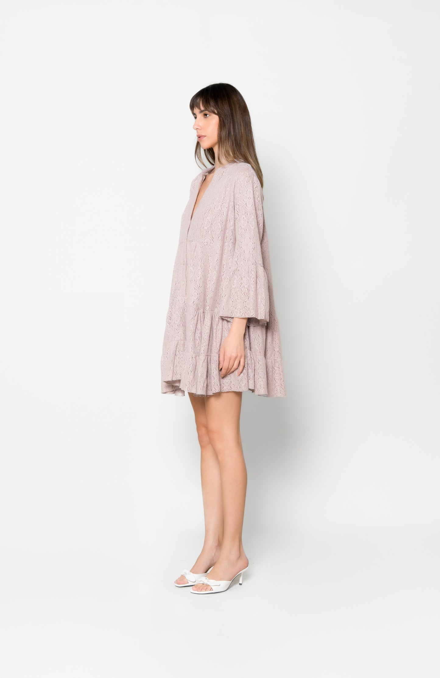 Marbella Dress Beige - Crochet Knit