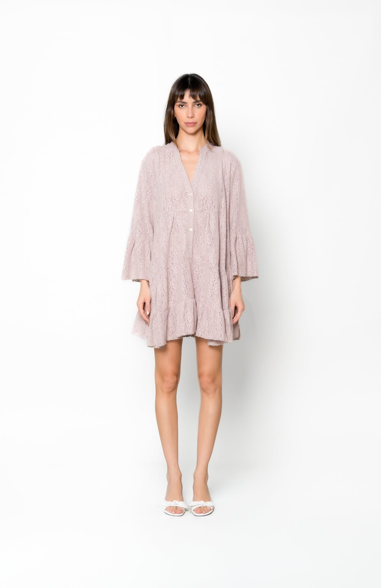 Marbella Dress Beige - Crochet Knit