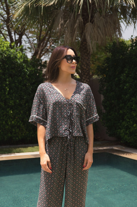 Ema Set Midnight Blue - Long Top