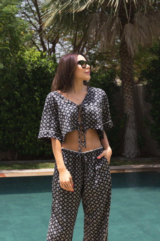 Ema Set Vintage Noir - Short Top