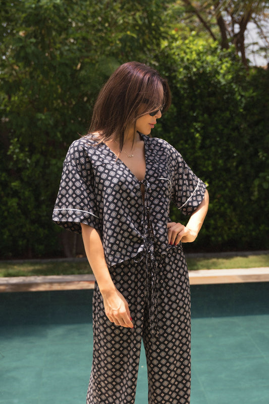 Ema Set Vintage Noir - Long Top