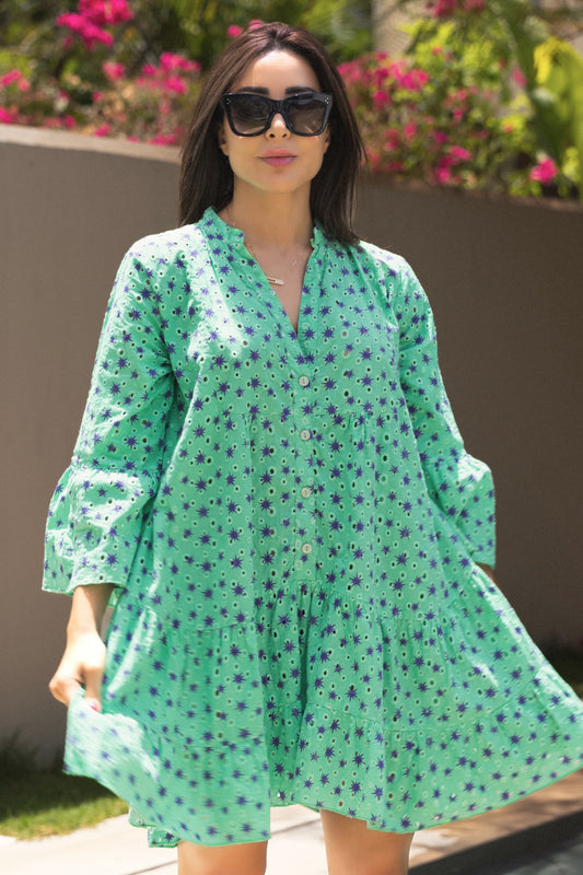 Marbella Stars Dress - Pop Green