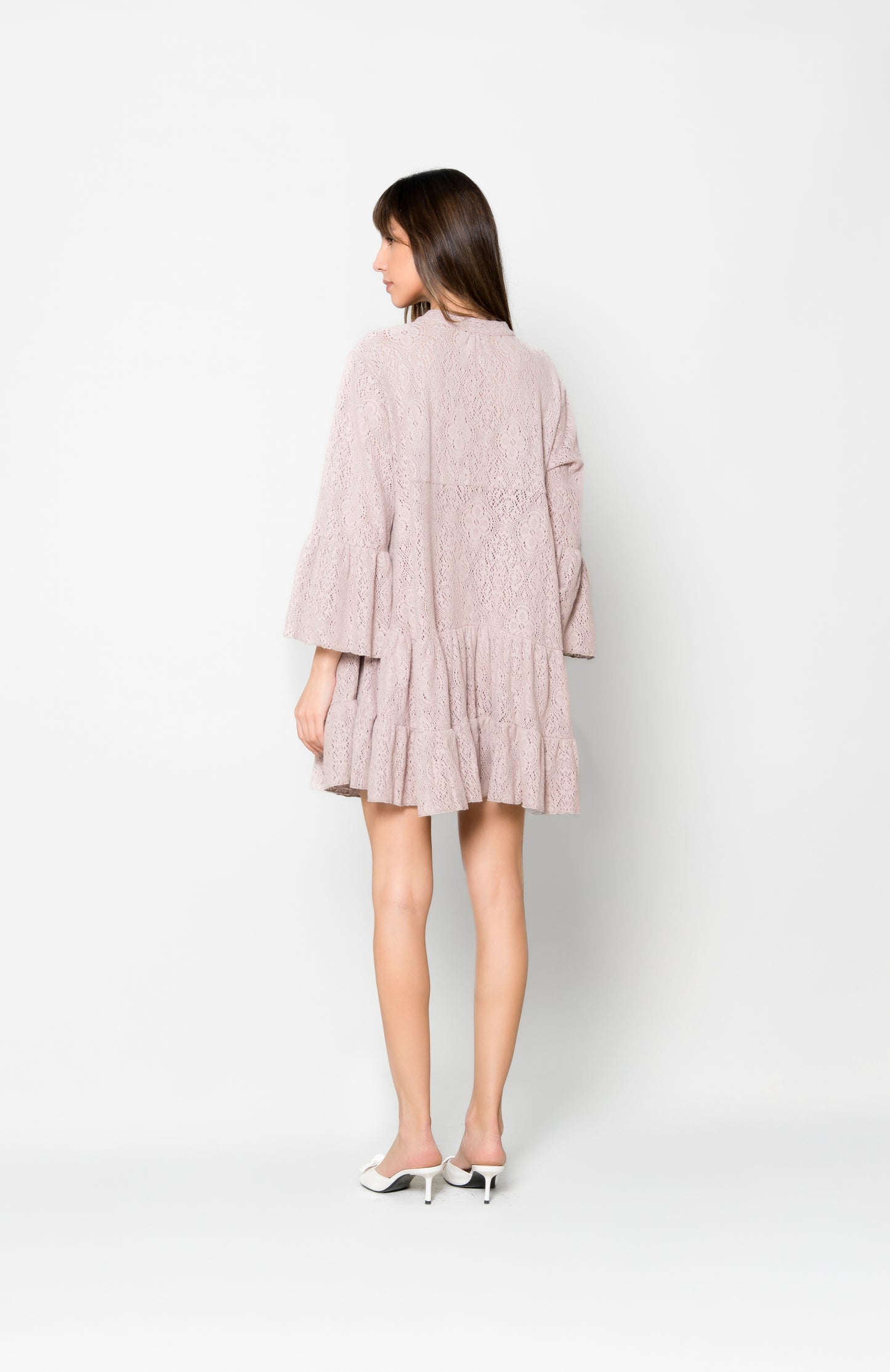 Marbella Dress Beige - Crochet Knit
