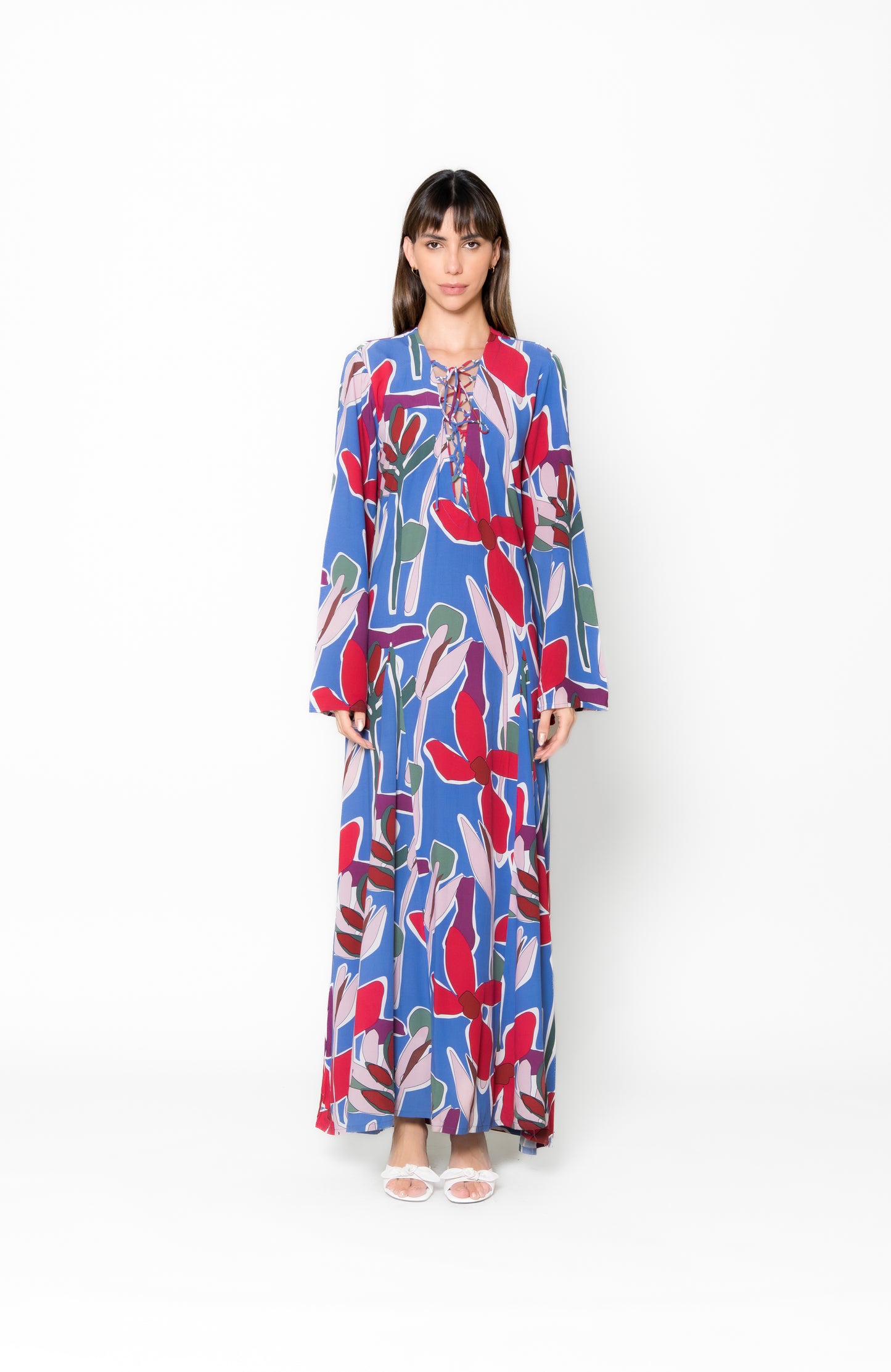 Aiya Long Dress - Azure Blooms