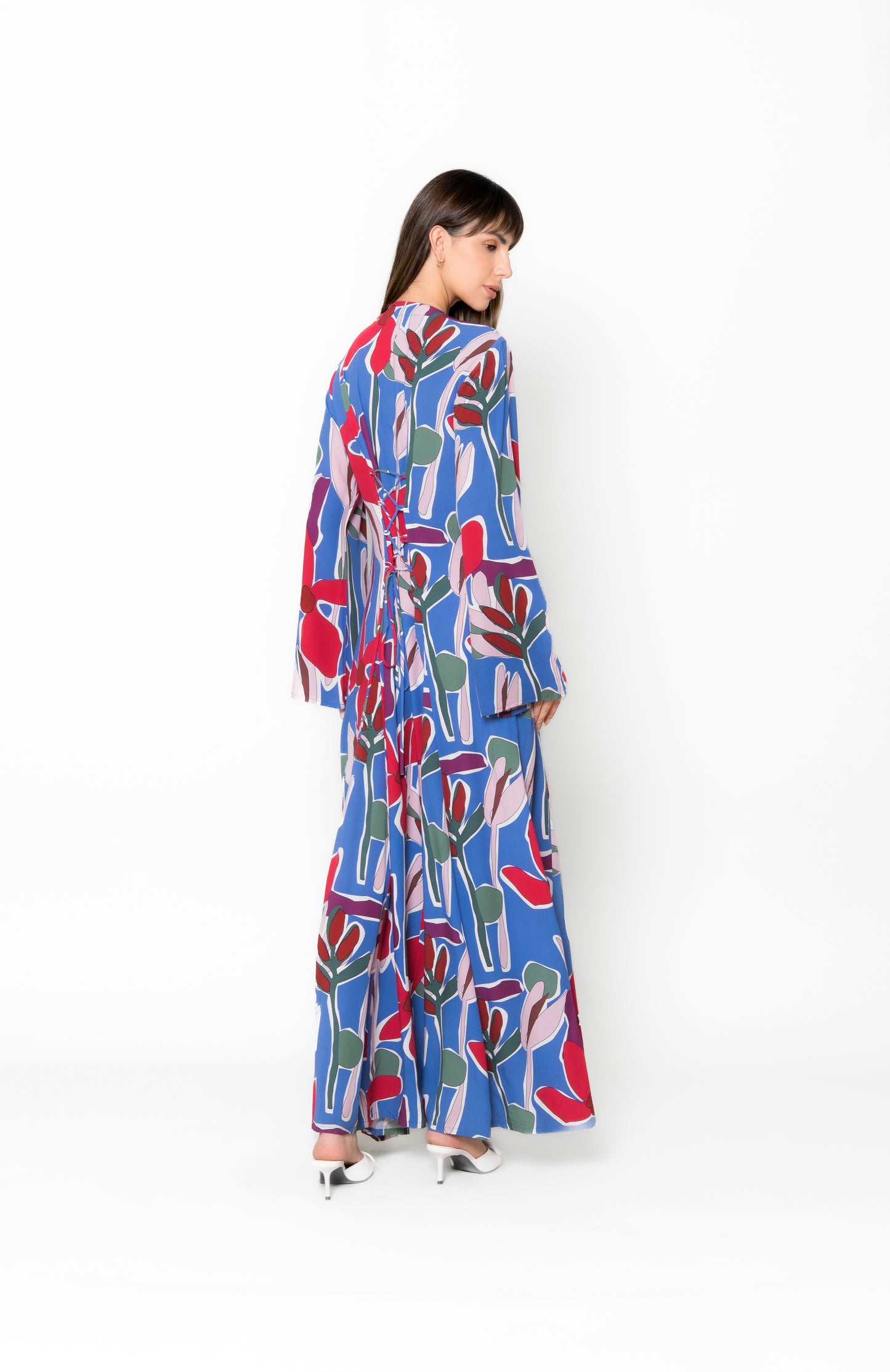 Aiya Long Dress - Azure Blooms