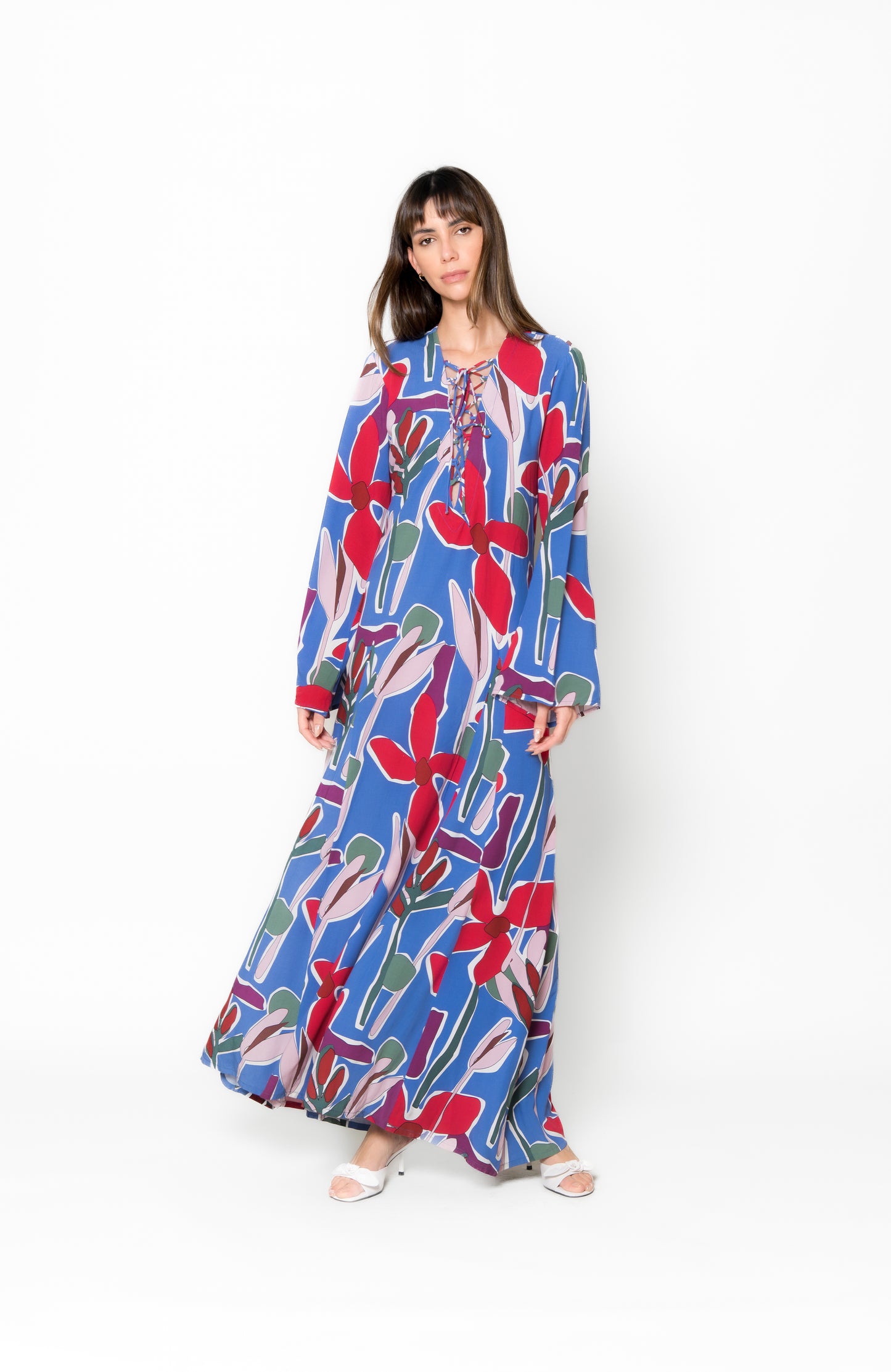 Aiya Long Dress - Azure Blooms
