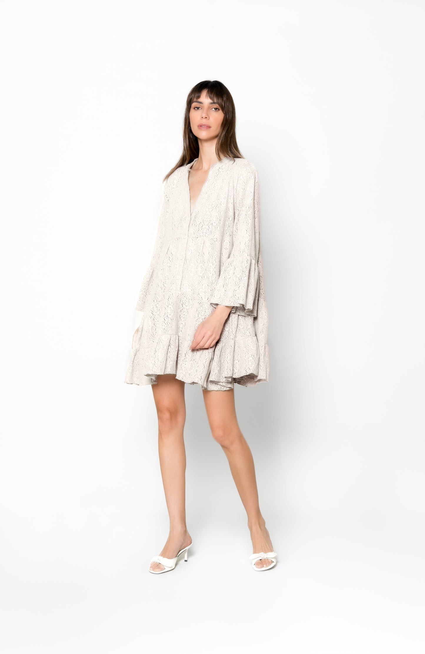 Marbella Dress White - Crochet Knit