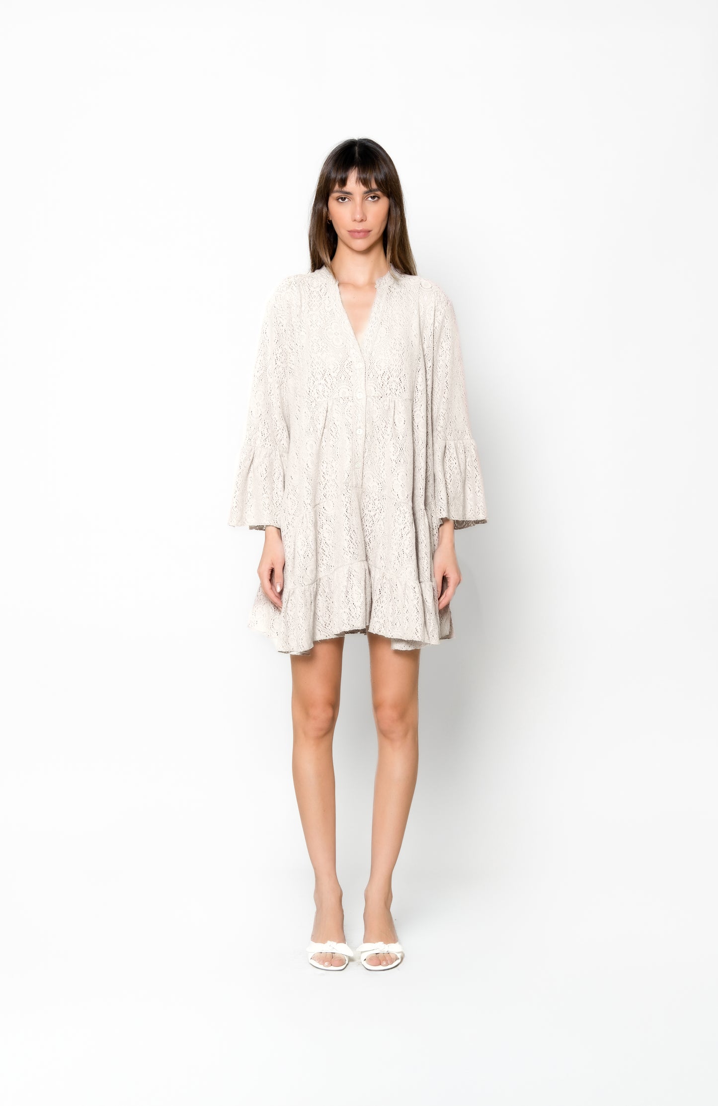 Marbella Dress White - Crochet Knit