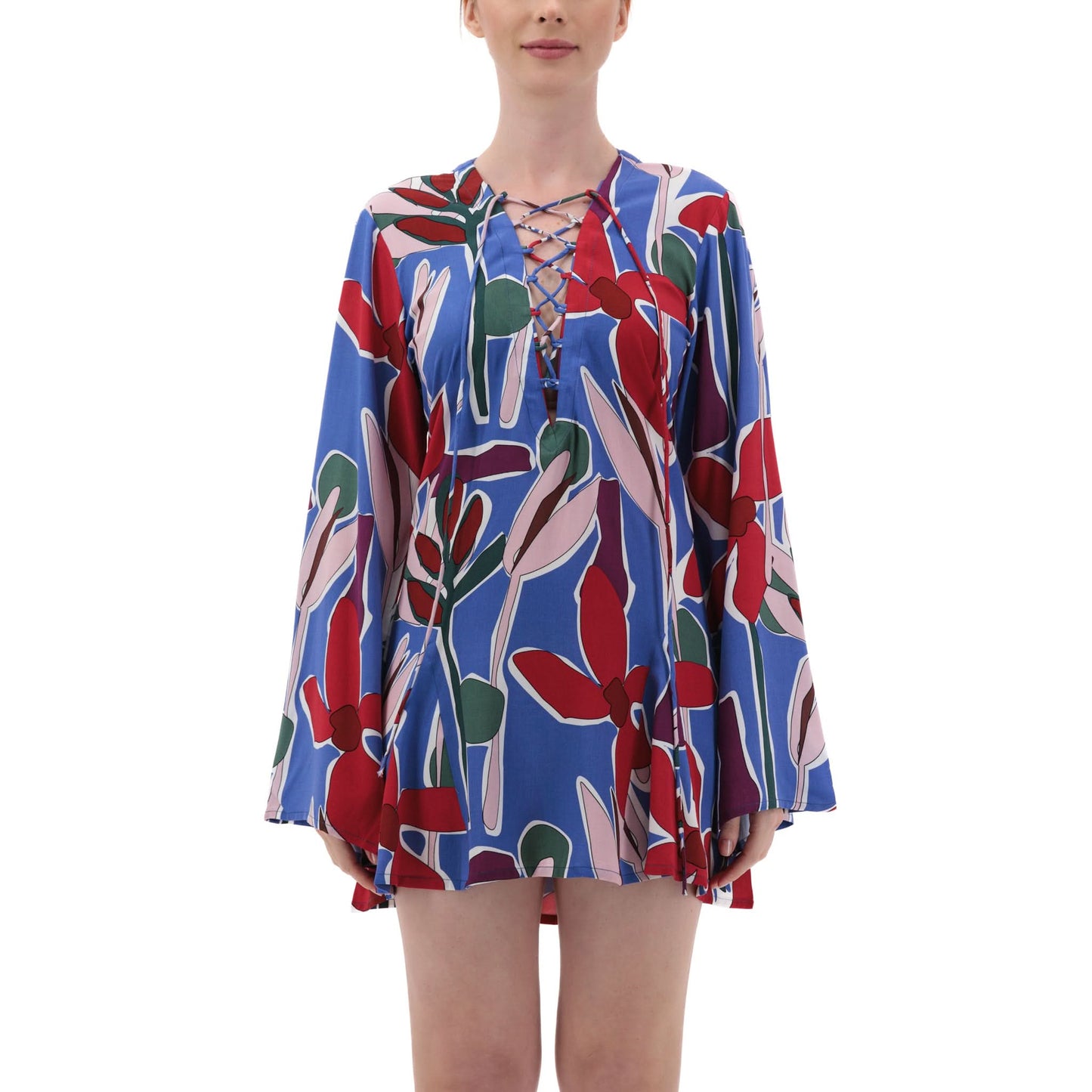 Aiya Top/ Short Dress - Azure Blooms