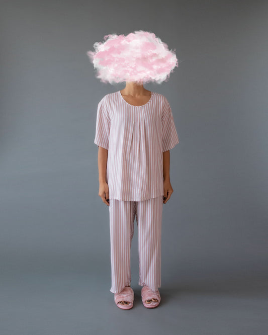 Short Sleeve PJ Dusty Pink Stripe