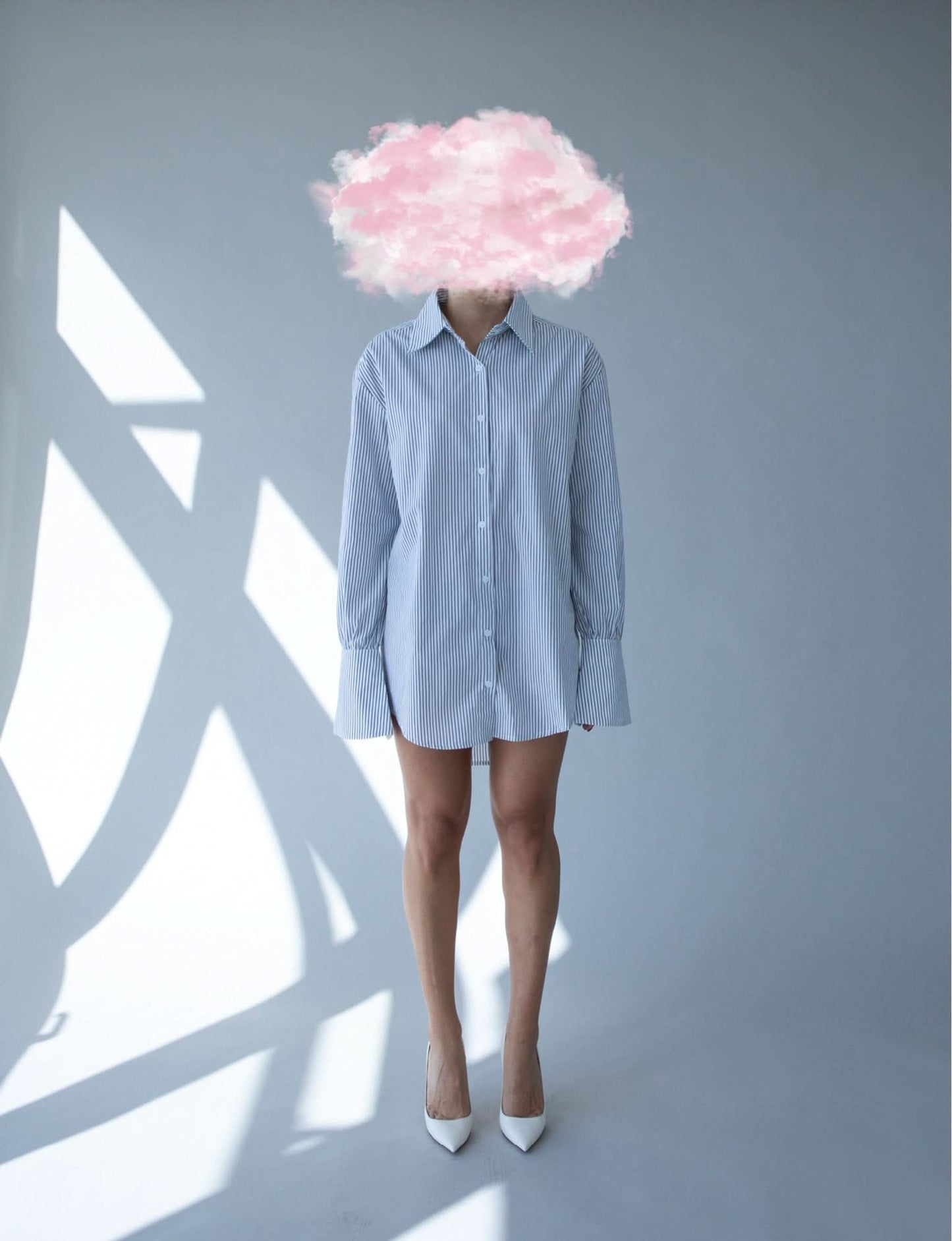 Moore Shirt / Shirt Dress - White Striped