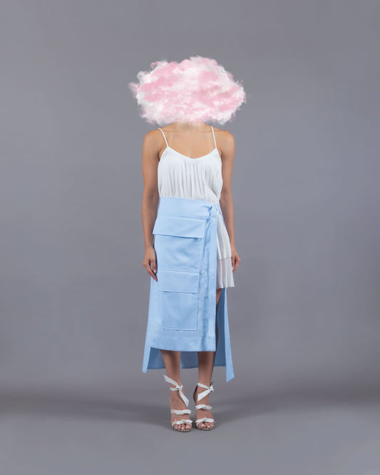 Wasted Wrap Skirt - Light Blue